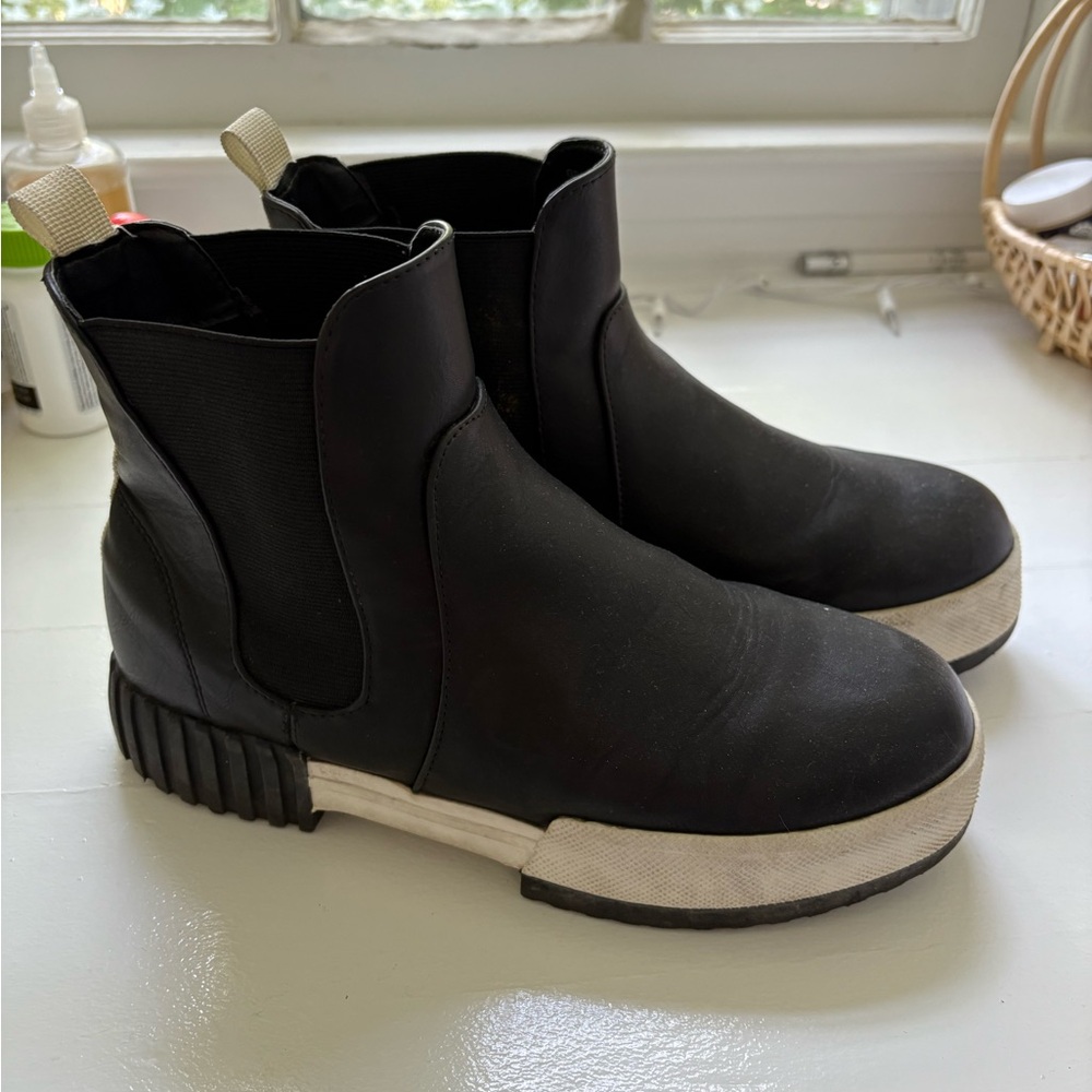 Black Ankle Boots with White Soles